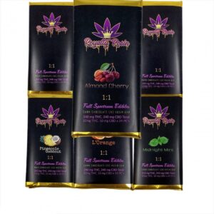 Royalty Rosin 480mg 1:1 THC/CBD Chocolate Bars – Assorted Variaties